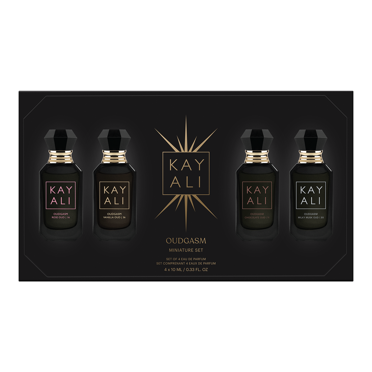 KAYALI Oudgasm Miniature Set (Vanilla, Rose, Milky Musk, Chocolate) 4×10 ML