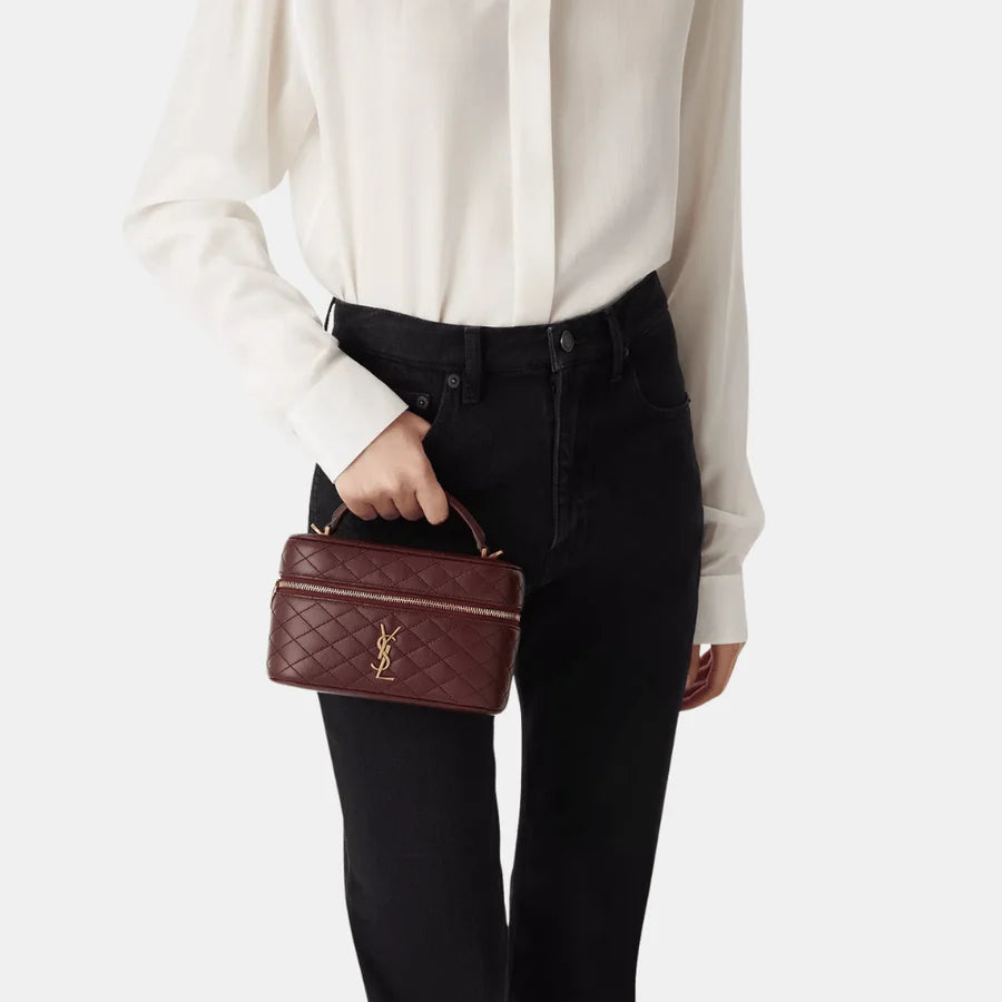 Yves Saint Laurent Gaby mini vanity bag Burgundy with box packaging