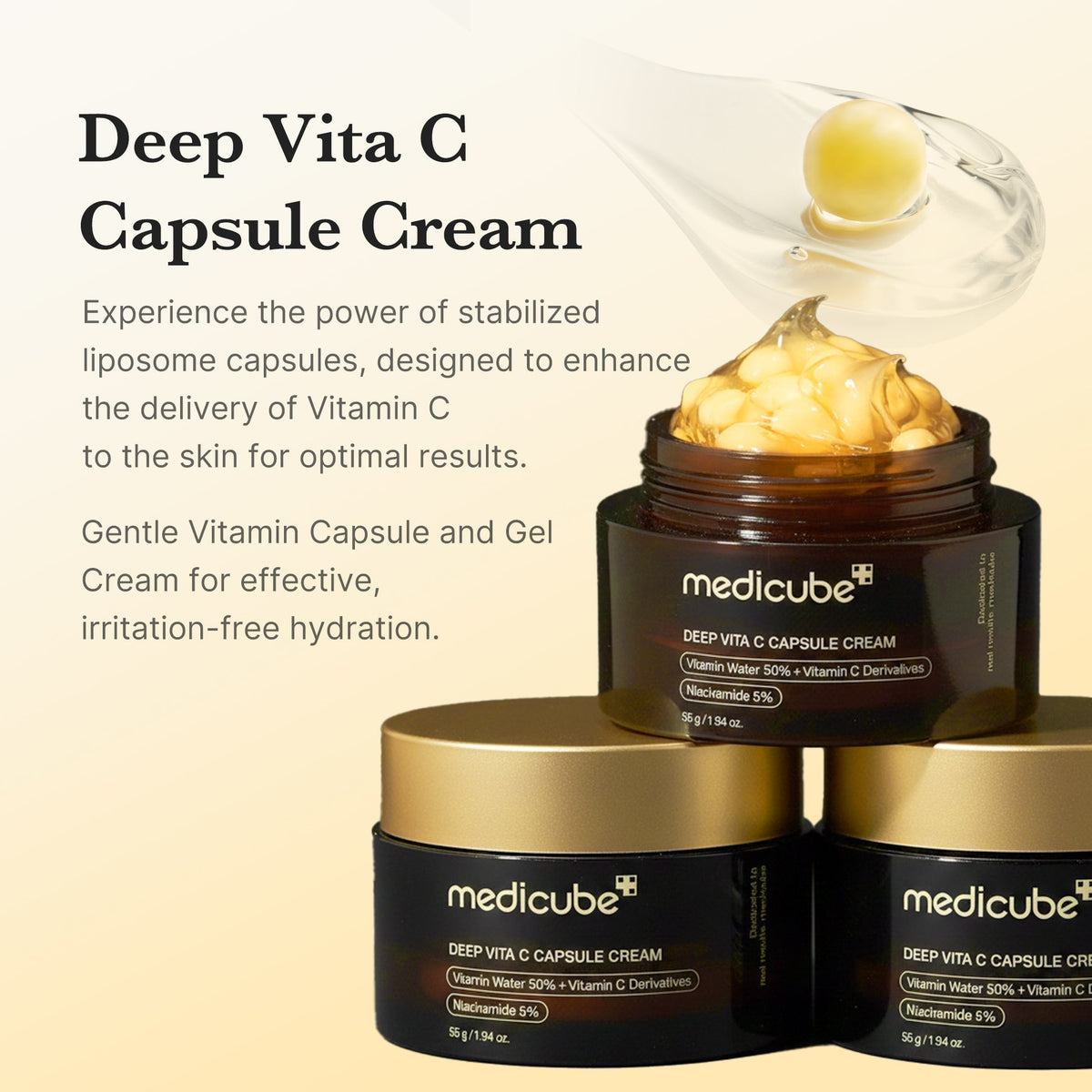 Medicube Deep Vita C Golden Capsule Face Moisturizer Cream ( New Packaging)