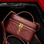 Yves Saint Laurent Gaby mini vanity bag Burgundy with box packaging