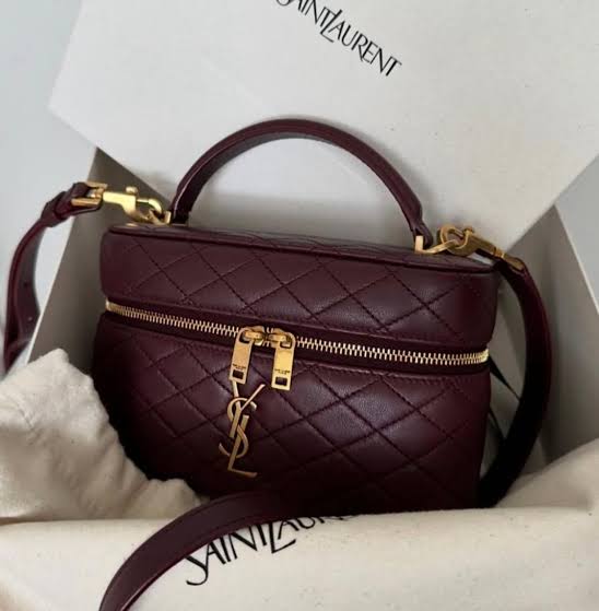 Yves Saint Laurent Gaby mini vanity bag Burgundy with box packaging