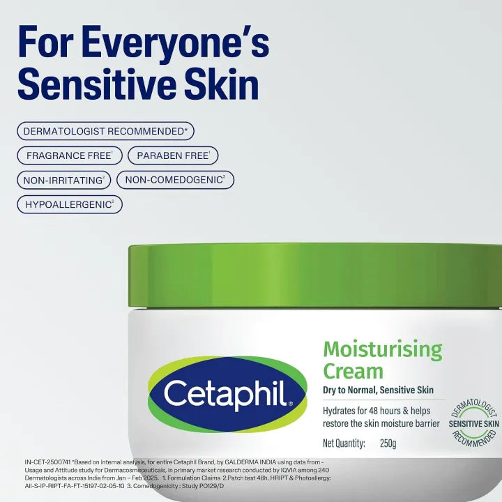 Cetaphil Moisturising Cream for Dry to Normal Sensitive Skin - Hydrating Cream 250g