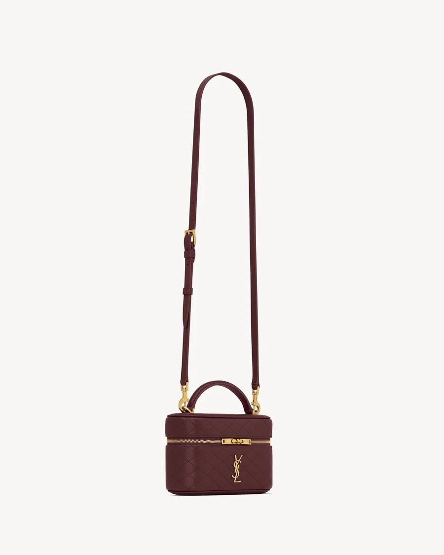 Yves Saint Laurent Gaby mini vanity bag Burgundy with box packaging